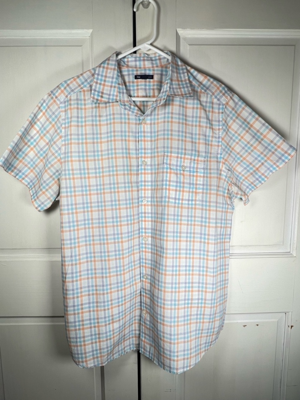 GAP Men's Plaid Short Sleeve Shirt Excellent Condition No Flaws Size Large - Picture 2 of 6
